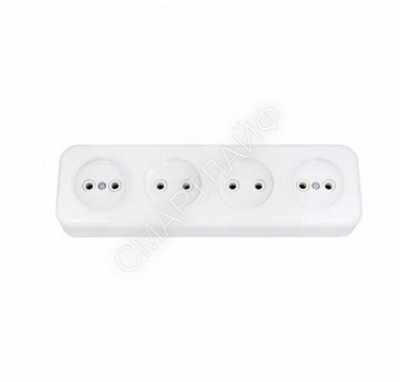 Розетка 4-м ОП 16А IP20 без заземл. бел. Bylectrica РА16-246 - smartlife-ural.ru – Екатеринбург