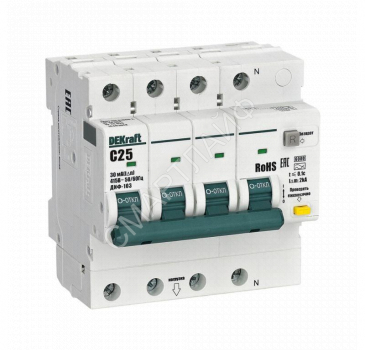 Выключатель автоматический дифференциального тока (АВДТ) 3P+N C 25А 30мА AC ДИФ-103 6кА DEKraft 16403DEK - smartlife-ural.ru – Екатеринбург