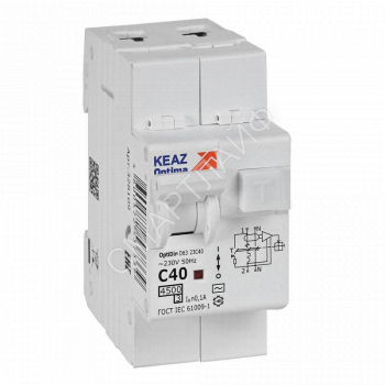 Выключатель автоматический дифференциального тока 2п с защитой от сверхтоков OptiDin D63-23C40-AC-У3 C40 100мА 4.5кА КЭАЗ 328109 - smartlife-ural.ru – Екатеринбург