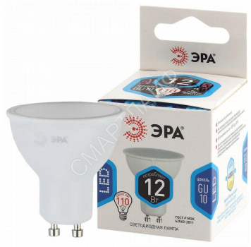 Лампа светодиодная LED MR16-12W-840-GU10 12Вт MR16 софит 4000К нейтр. бел. GU10 Эра Б0040890 - smartlife-ural.ru – Екатеринбург