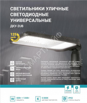 Светильник уличный линзованный светодиодный ДКУ-2UB 120Вт 230В 5000К 15000лм 125лм/Вт универсальный IP65 NEOX 4690612057439 - smartlife-ural.ru – Екатеринбург