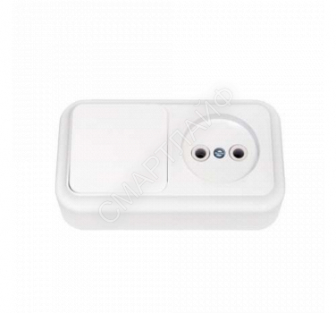 Блок ОП (розетка без заземл. + 1-кл. выкл.) бел. Bylectrica В-РЦ-521 - smartlife-ural.ru – Екатеринбург