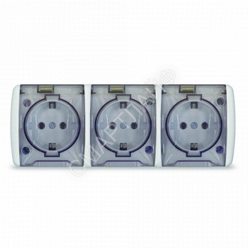Розетка 3-м ОП Клио 16А IP54 с заземл. с прозр. крышкой бел. Universal К2235 - smartlife-ural.ru – Екатеринбург