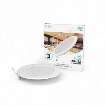 Светильник светодиодный Slim 18Вт 4000К IP20 1350лм 220-240В ДВО круг бел. GAUSS 939111218 - smartlife-ural.ru – Екатеринбург
