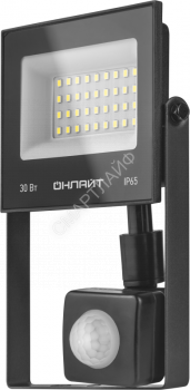 Прожектор светодиодный 90 686 OFL-02-30-6.5K-BL-IP65-LED 30Вт 6500К IP65 2400лм с датчиком движения черн. ОНЛАЙТ 90686 - smartlife-ural.ru – Екатеринбург