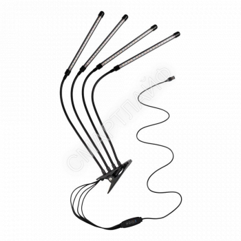 Светильник светодиодный "КРИСТАЛЛ" CTL2-USB-bl Agro 4х10Вт IP40 для растений спектр 4 плафона на прищепке пульт на шнуре красн./син. ФАZА 5068810 - smartlife-ural.ru – Екатеринбург