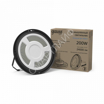 Светильник светодиодный Ufo 200Вт 5000К IP65 24000лм d310х88мм 175-265В ДСП промышленный подвесной скоба крепления в компл. черн. GAUSS 821536320 - smartlife-ural.ru – Екатеринбург